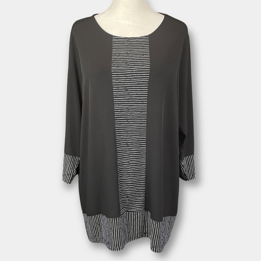 NEW CJ Banks Tunic Stripe Black White Size 1X